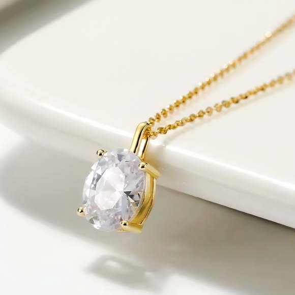 1.5 CT Moissanite Diamond Oval Pigeon Egg Pendant Necklace Anniversary Birthday - Picture 3 of 10